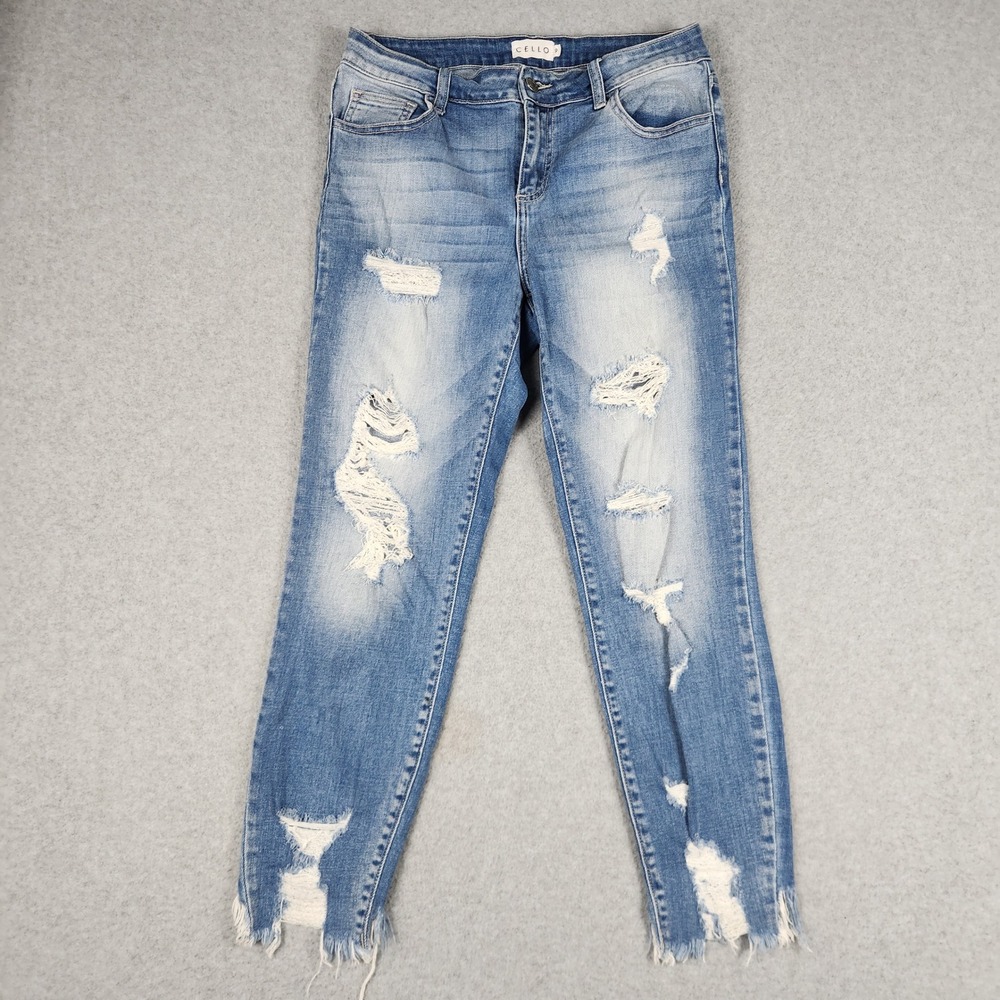 Cello Jeans Womens‎ 9 Blue Denim Boho Stretch Streetwear Distressed Frayed Hem